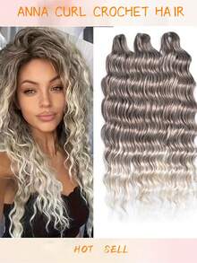 Heat-Resistant 24 Inch Synthetic Braiding Hair Extensions Loose Deep Wavy Braid Hair Water Wave Ombre Brown Twist Crochet Curly Anna Hair For Christmas New Year - Multicolor - View 31