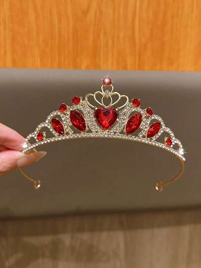 1pc Gold-Color Metal Large Crown Headband, Fashionable & Elegant Crown Hair Accessory Suitable For Performance And Daily Use