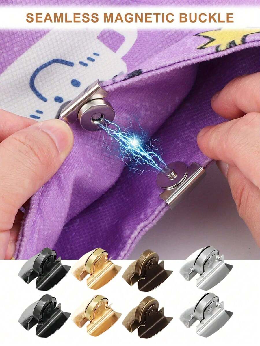 Magnetic Snap Buttons, Seamless Magnetic Snap Fasteners, No Sewing Required To Close, Suitable For Bags, Shoes, Crafts, Fashion Snap Accessories, Bag Accessories, Simple Clip Design, Closure, Magnetic Snap Buttons For Wallets And Handbags, Metal Snap Buttons Without Sewing, Suitable For Bags, Clothing, DIY Crafts