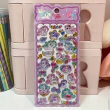 可爱额头贴纸，卡通女孩贴纸，可爱水晶环氧树脂浮雕贴纸 - 彩色 - 查看 7