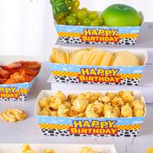10/24 pezzi Scatole usa e getta per cibo con motivo di mucca per compleanno, scatole per patatine fritte, popcorn, spuntino, decorazioni per feste di compleanno e raduni familiari, adatte per panetterie, ristoranti di hamburger, cinema - Multicolore - Visualizzare 3
