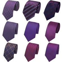 1pc Geometric Floral Print Paisley Striped Purple Casual Necktie, Polyester, Suitable For Work, Street, All Seasons, Hot Selling Promotion - Multicolor - View 11