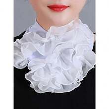 1pc Solid Color Retro Style Versatile Neck Scarf For Women, Fashion Collar/Scarf Accessory, Suitable For Spring/Summer - 藍色 - 查看 6