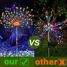 4/8pcs Solar Fireworks Lights, 240/480LED Outdoor Polished Brushed Finish, Light Sensor Control, 8 Modes, 600mAh Nickel Battery, Multicolor Lawn Ground Lighting For Garden Landscape Decoration - Multicolor - View 12