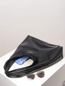 大容量复古手提包、单肩包、流浪包、女士工作包、商务休闲包、铆钉装饰、简约复古风、女士礼物、圣诞包、优雅女士钱包，适合日常使用、通勤、购物、外出、上学等场合。 - 黑色 - 查看 7