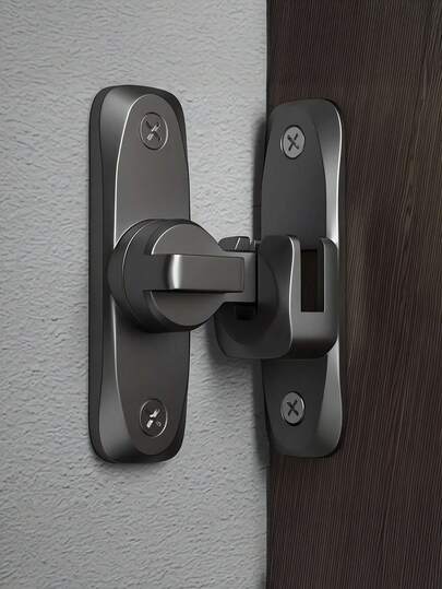 ตัวล็อคประตูโรงนาแบบไม่ต้องเจาะ, กลไกพลิกล็อค 90°/180°, พร้อมสลักล็อคแบบหมุนป้องกันการโจรกรรม, ติดตั้งง่าย, ตัวล็อคนิรภัยประตูบานเลื่อน, เหมาะสำหรับตู้, ห้องน้ำ, สวน, ประตูโรงนา - การทำงานด้วยตนเอง, ไม่ต้องใช้ไฟฟ้า