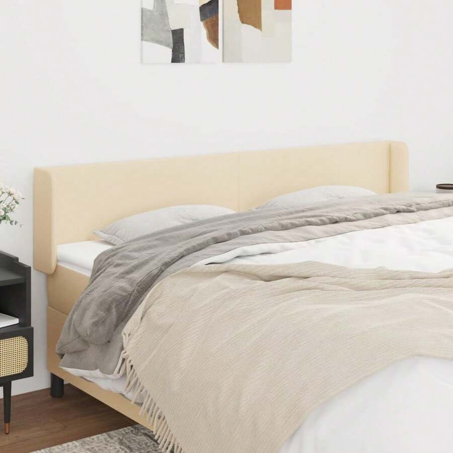 vidaXL Kopfteil Mit Ohren, Creme, 203x16x78/88 Cm, Stoff - Weiss - Übersicht 1