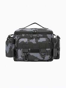 多隔层防水钓具包，迷彩和几何图案可选，纯色可选，拉链封口，配有肩带。非常适合户外徒步、露营装备收纳。大容量，多功能，防灾，可扩展，可放置鱼竿，男士适用。 - 彩色 - 查看 16