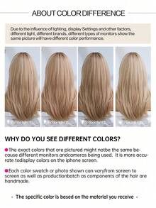 Peluca sintética resistente al calor de 18 pulgadas para mujeres de TOPSHE, peluca rubia de longitud media con flequillo en forma de ocho, moda para uso diario y fiestas - Dorado - Ver 8