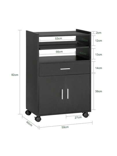 SoBuy FSB09 SCH, Mobile Kitchen Cabinet Microwave Oven Storage Trolley Dining Room On Wheels, Zwart view 3