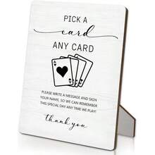 Pick A Card Sign, Wedding Guest Book Wooden Stand Sign 5 InchX7 Inch, Wedding Playing Cards Table Decor Ceremony Reception White 01, 5x7 Inch - 5"X7" + White 01 - View 1
