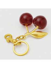 1pc Glitter Cherry Pendant With Keychain, Cute Cherry Keychain Charm For Women Wallet And Handbag, Car Accessories, Gift For Christmas, Valentine's Day, Halloween - Multicolor - View 6