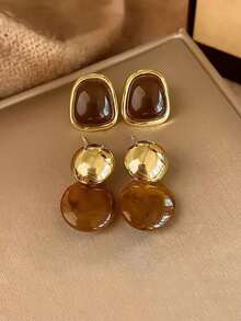 1 Bộ Hoa tai đính đá Maillard thời trang tối giản, thiết kế độc đáo theo phong cách cổ điển, bộ hoa tai sang trọng nhẹ, phù hợp cho trang phục hàng ngày và ngày lễ của phụ nữ - Cà phê - Xem 22