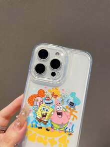 SpongeBob SquarePants 1pc Transparent Space Case Cartoon SquarePants Line Drawing Pattern Shockproof Phone Case Cover Compatible With Samsung/Apple 17/16/15/14/13/12/11Pro Max/12Pro/14Plus And Other Models - Multicolor - View 6