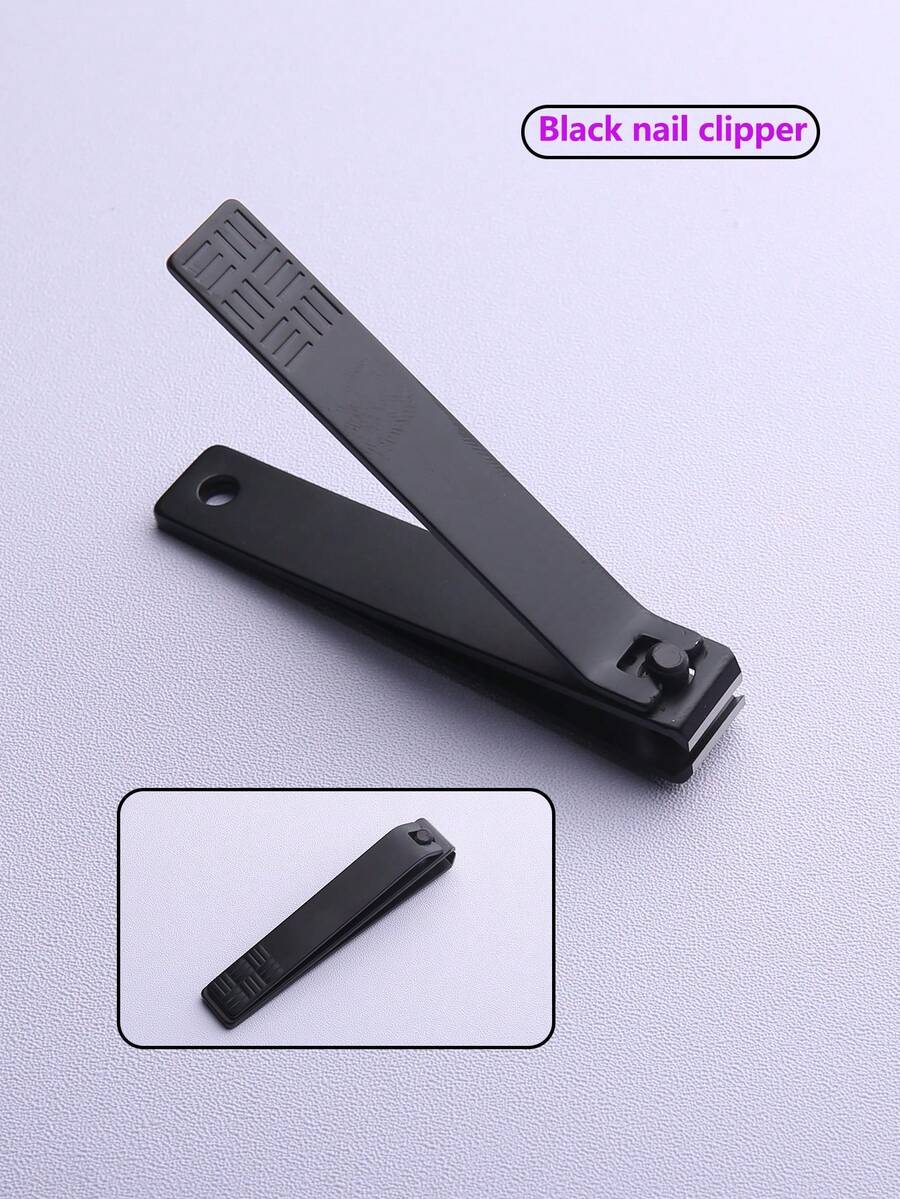 1pc Black & Silver Straight Nail Clipper, Nail Trimming Tool Suitable For Men And Women