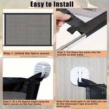 可折叠宠物安全门，适用于猫狗 - 无需钻孔安装，带挂钩，高度可调节，坚固的网状屏障，便携轻巧，适用于家庭、楼梯和门口，室内/室外宠物围栏，加固挂钩，是猫狗主人的理想之选。