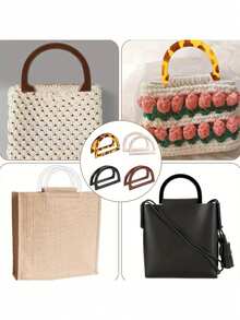 DIY树脂手提包提手，D形半圆形提手，扁平提手，替换包包提手，手工编织包包提手，高端礼盒提环配件，适用于DIY沙滩包、装饰钱包和手提包，也可用于钩编草编工艺品。