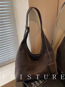 1pc FEISTURE Large Capacity Solid Color PU Shoulder Bag, Fashion Mother-Shoulder Bag (With Small Bag), Suitable For Daily Outing, Dating, Commuting - Coffee - View 10