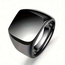 1pc Custom Photo Engraved Stainless Steel Ring, Personalized Photo Ring, Durable Mirror Finish Keepsake Ring, Unisex Jewelry Gift For Anniversaries, Weddings & Special Occasions - màu đen - Xem 1