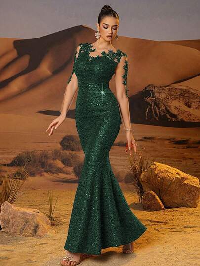 CHOSMO Elegant Solid Shiny Knit Backless Formal Dress For Women, Suitable For Wedding Guest, Homecoming, Party, Anniversary, Music Festival, Cocktail, Formal Dinner, Photoshoot, Graduation, Travel, Stage Performance