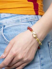VE 1 pieza Pulsera de ágata roja natural de alta calidad, combinada con cuentas de diente de tigre de turquesa y cuentas de vidrio, pulsera con energía que atrae la riqueza y aleja el mal, el ágata roja mejora la vitalidad y el valor, el diente de tigre de turquesa brinda protección espiritual, las cuentas de vidrio equilibran y purifican, diseño de cordón hecho a mano, unisex, gran regalo para tu año zodiacal, viene con empaque de regalo. Los colores de las piedras naturales pueden variar. - Multicolor - Ver 2