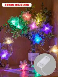 2m/3 Meter/6m/10m LED Lichtfaserkette, Hochzeit/Feiertag/Weihnachtsdekoration, warmweiß/farbig, USB oder Batteriebetrieben (Batterien nicht enthalten)