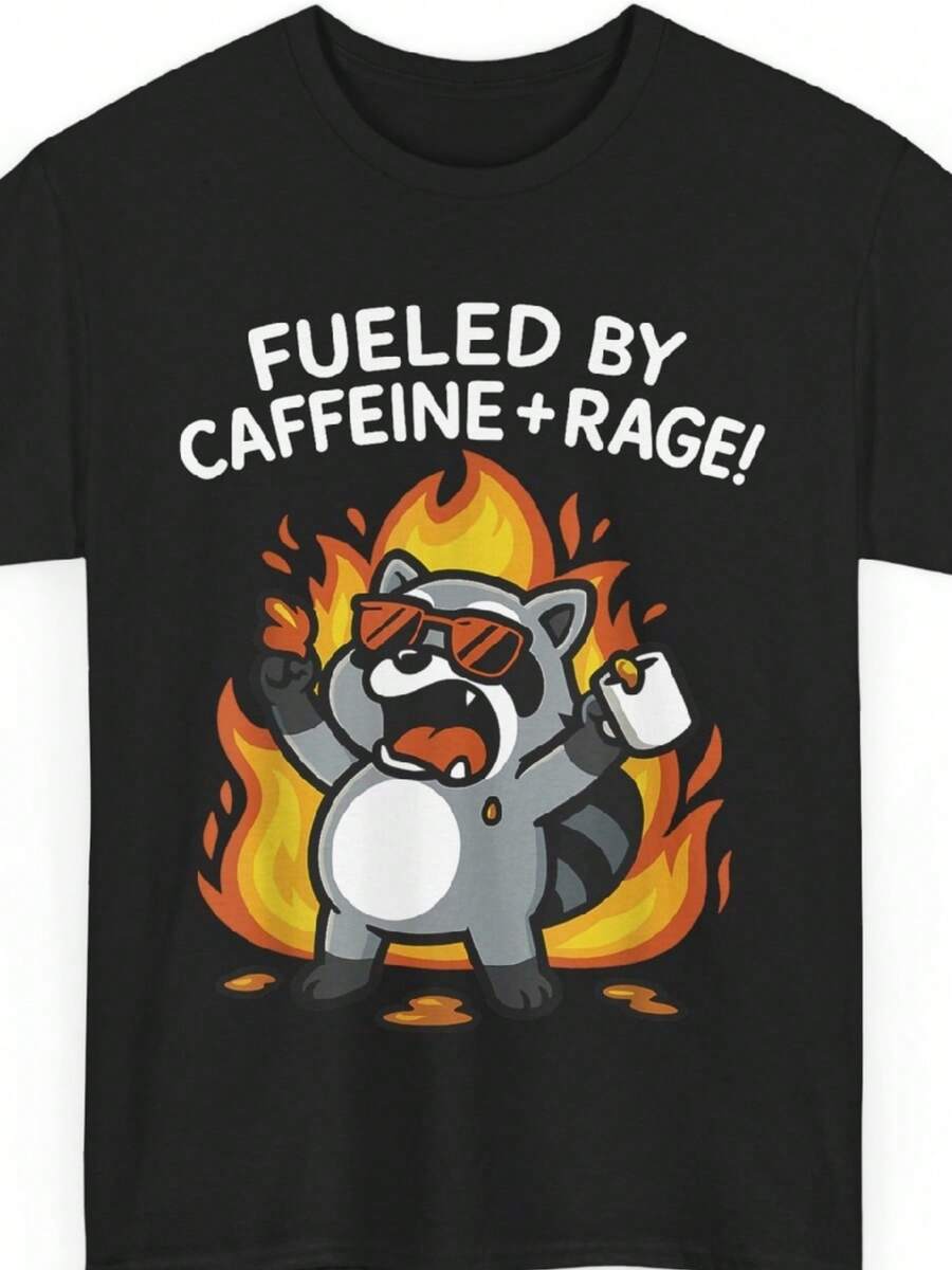 Fueled By Caffeine Rage Funny Saying Women T-Shirt - Black - View 1
