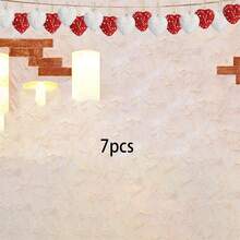 Heart Ornaments Set Of 7 Sequined Pearls Hanging Valentines Decorations For Home Decor - Red - View 2