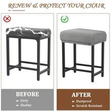 Levoberg Bar Stool Cover Rectangle Stretch Counter Height Barstool Slipcovers Rectangular Vanity Stool Cover Kitchen Counter Saddle Seat Cover For Wooden Metal Bench Set Of 2 Light Gray,2Pack,LightGray - LightGray - View 6