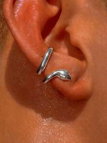 1个时尚蛇形耳夹，适合男士日常佩戴 - 銀色 - 查看 5