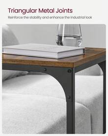 C-Shaped Side Table, Bedside Table, Sofa Side Table, With Metal Frame, Industrial, For Living Room, Bedroom, Rustic Brown And Black - Brown - View 7