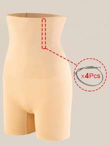 1 Pc High Waist Shaping Panties Tummy Control Panties Waist Trainer Body Shaper Slimming Sheath Woman Flat Belly Hip Butt Lifter Briefs Panty Shorts Women Seamless Underwear Shapewear - Apricot - View 2