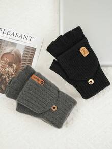 1 Pair Thick Knit Winter Gloves - Touchscreen Compatible, Soft & Breathable - Washable, Unisex