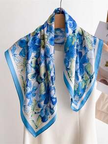 1pc Floral & Striped Print Bandana Scarf, Women Headband/Neckerchief - Multicolor - View 10