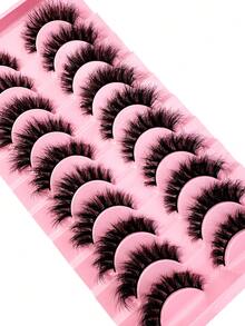 2026 100% Cruelty Free Lashes Reusable Short Natural Eyelashes Strip Lashes, Lashes, Eyelashes, Fake Lashes 5D Fluffy Lashes,Cat Eyelashes,10 Pair 18mm 22mm D Curl Fluffy Faux Mink Lashes,Dramatic Thick Volume Fake Lashes Cat For Makeup Beauty-C12 - 黑色 - 查看 3