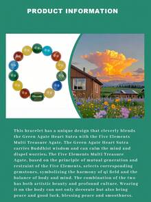 1 pezzo Braccialetto multifunzionale di alta qualità in agata verde naturale con inciso il Sutra del Cuore e gli Elementi Fondamentali, per purificare la mente ed eliminare l'energia negativa, con perle di agata degli Elementi Fondamentali per bilanciare la fortuna, braccialetto intrecciato con perle di cristallo naturale, accessorio di lusso adatto sia per uomo che per donna, essenziale per il tuo segno zodiacale, adatto come regalo o per uso personale. Il colore della pietra naturale può variare.