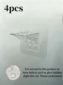 4 piezas de soportes de estantería de plástico transparente, divisor de armario sin perforación, soporte triangular de ángulo recto, abrazadera de fijación de estante de gabinete, transparente y blanco - Multicolor - Ver 11