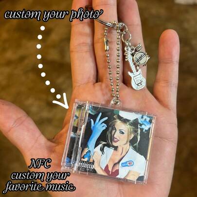 Customized NFC Mini Album CD Keychain, Personalized Music Gift, Split Keychain For Music Lovers, Scannable Music Keychain