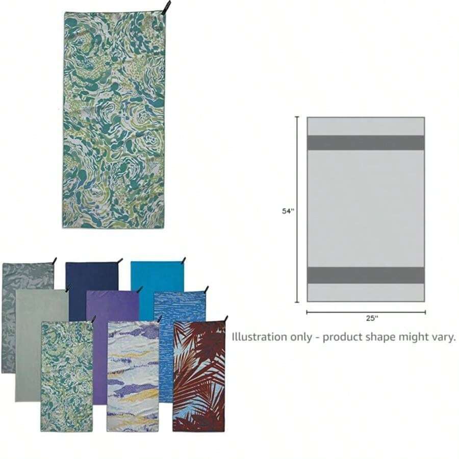 PackTowl - Toalla Personal de Microfibra Ultraligera para Acampar y Viajar, Salvia, Playa(Body - 25 x 54 Inch Remolino.) - Multicolor - Ver 1