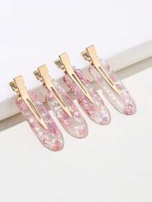 4/8个装女士时尚图案发夹，休闲发饰爪夹，学生用品，发饰