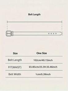 1pc Women Square Buckle Belt Summer, School Fall, Autumn, Halloween - Black - View 6