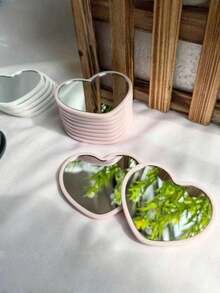 3pcs Mini Heart-D Mirror, Avaible In Pink, Whe, And , Featuring A Minimalist Sign. Wedding Gift Mirror Gss Mini Dressing Mirror Christmas Party Party Gift - Nhiều màu - Xem 5