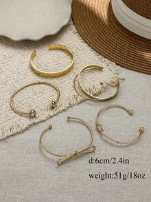 5 قطع مجموعة أساور سوار بشكل عملة قديمة بتصميم هندسي وعقدة، مزينة بكريستال اصطناعي، ملمس أنيق، متعدد الاستخدامات للشارع والاستخدام اليومي في فصلي الخريف والشتاء