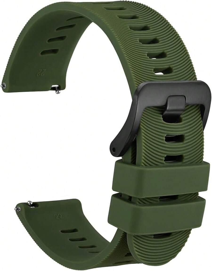 Smart Watch Strap - Dark Green (Black Buckle) - View 1