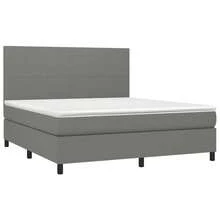 vidaXL Boxspringbett mit Matratze & LED Dunkelgrau 160x200 cm Stoff