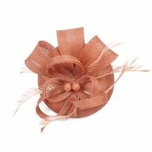 1pc Women's Flower Fascinator Hat Sinamay Feather Tea Party Fascinator Derby Hat Wedding Headband And Clip, Tiny Hats, Mini Cap, Mini Fascinator - Multicolor - View 13