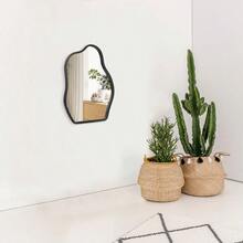 GSYY Ammetl  Mirror With Wood Frame Irr Modern Hanging Mirror For  For Vanity Ling Ro Bedro Bathro Entryway Hallway Modern Unique Decorative Astic Mirror - màu đen - Xem 4
