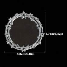 1pc Green Leaf & Star Wreath - Round Frame Scrapbooking Metal Cutting Die, For Greeting Cards, DIY Scrapbooking Albums, Home Decor, Holiday Blessings, Handmade Crafts - Silver - View 12