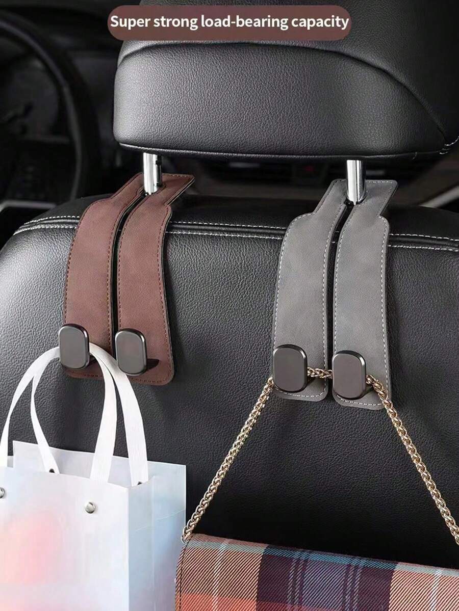 1 Pc Car Hook, Car Seat Back Double Hook, Multifunctional Car Rear Seat Mobile Phone Holder - 黑色 - 查看 1