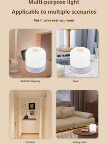 可充电LED夜灯，床头灯，触控操作，方便哺乳，护眼睡眠灯 - 白色 - 查看 6
